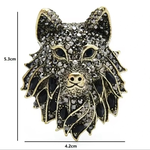 Betsey Johnson Wolf Crystal Blue Crystal Brooch - Picture 8 of 8